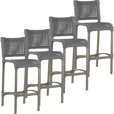4 Banquetas Haiti Corda Náutica Alumínio Trama Original Cinza