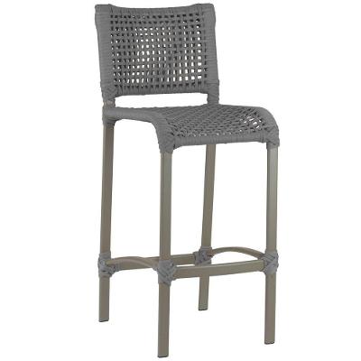 Banqueta Haiti Em Corda Náutica Alumínio Trama Original Cinza