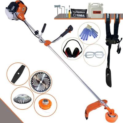 Roçadeira Profissional Lateral Terra Gr520xp À Gasolina 52cc 2t 2,5hp + Faca 2 Pontas 330mm 2,7mm + Escova Rotativa 38