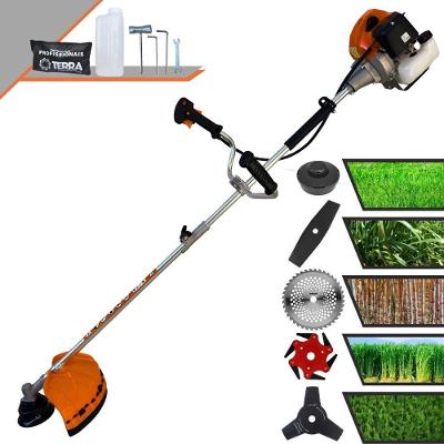Roçadeira Profissional Lateral Terra Grhb430 À Gasolina 43cc 2t 1,7hp + Faca 3 Pontas 255mm 2,9mm + Faca 40 Dentes 255m