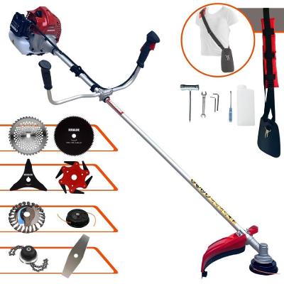 Roçadeira À Gasolina Kawashima Bcj 521l 52cc 2,5hp + Faca 3 Pontas + Faca 40 Dentes + Faca 80 Dentes + Trimmer + Escova