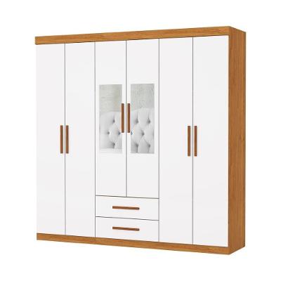 Guarda Roupa Aries 6 Portas Com Espelho E Sem Pe Carioca Moveis Cinamomo/neve