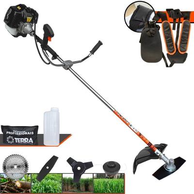 Roçadeira Profissional Lateral Terra Grh520 À Gasolina 52cc 2t 2,5hp + Faca 3 Pontas Duraline 255mm 2,9mm + Faca 40 Den
