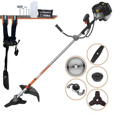 Roçadeira Profissional Lateral Terra Grh430 À Gasolina 43cc 2t 1,7hp + Faca 2 Pontas Duraline 330mm + Faca 40 Dentes Du