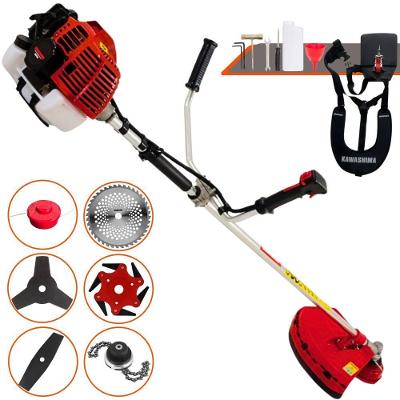 Roçadeira Profissional Lateral Kawashima Kw52l À Gasolina 52c 2,5hp + Faca 2 Pontas 330mm + Faca 40 Dentes 255mm + Trim