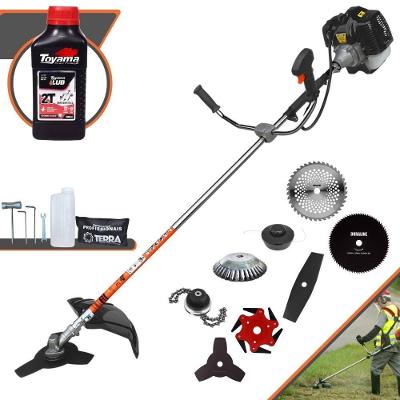 Roçadeira Terra Grh430 À Gasolina 43cc 1,7hp + Faca 2 Pontas + Faca 40 Dentes + Faca 80 Dentes + Faca 6 Pontas