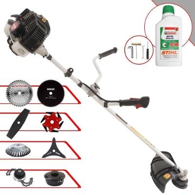 Roçadeira Kawashima Kw43le À Gasolina 43cc 1,7hp + Faca 2p + Faca 40d + Faca 80d + Faca 6p + Escova 38c + Trimmer + Óleo