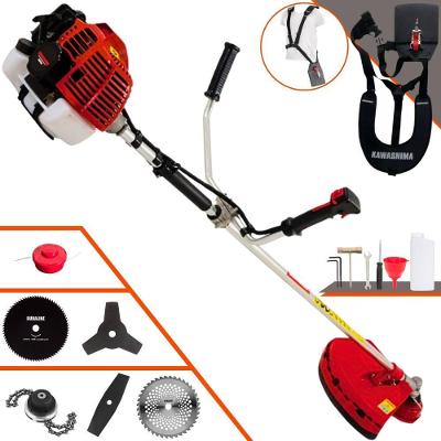 Roçadeira Profissional Lateral Kawashima Kw52l À Gasolina 52c 2,5hp + Faca 2 Pontas 330mm + Faca 40 Dentes 255mm + Faca