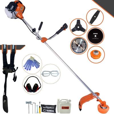 Roçadeira Profissional Lateral Terra Gr520xp À Gasolina 52cc 2t 2,5hp + Faca 2 Pontas 330mm + Faca 3 Pontas 255mm + Fac