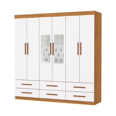 Guarda Roupa Dallas 6 Portas Com Espelho Central 6 Gavetas Carioca Moveis Cinamomo/neve