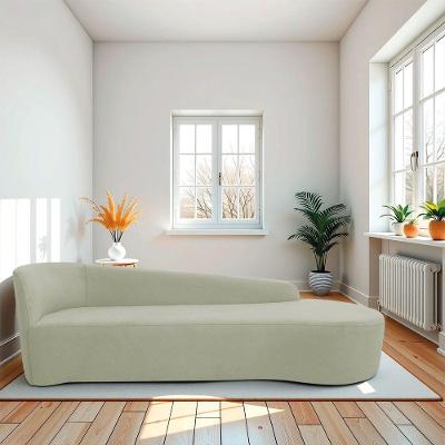 Divã Recamier Orgânico França 250cm Lado Direito Bouclé Verde Oliva