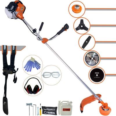 Roçadeira Profissional Lateral Terra Gr520xp À Gasolina 52cc 2t 2,5hp + Faca 2 Pontas 330mm + Faca 3 Pontas 255mm + Fac