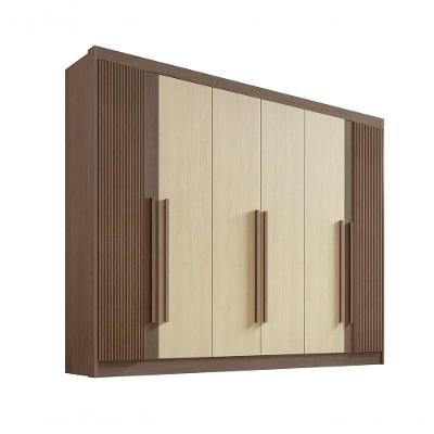 Guarda Roupa Casal 6 Portas Ripado 7 Gavetas Sem Pés Athos - D' Doro Castanho-linho-ripado