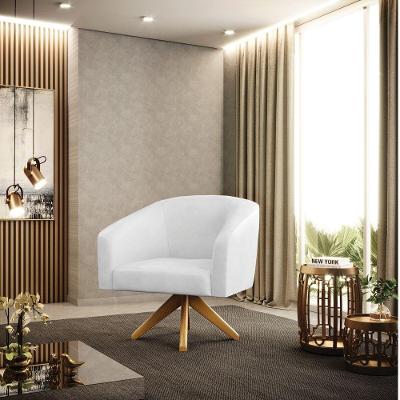 Poltrona Sala Decorativa Stella Base De Madeira Giratória Ma30 Sintético Pu D03 - D'rossi Whisky