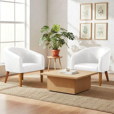 Poltrona Sala Decorativa Kit 2 Stella Pé Madeira Trapézio Castanho Sintético Pu Branco D03 - D'rossi