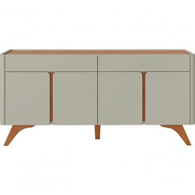 Buffet Aros 4 Portas Pés Madeira Maciça - Mavaular Off White-naturale