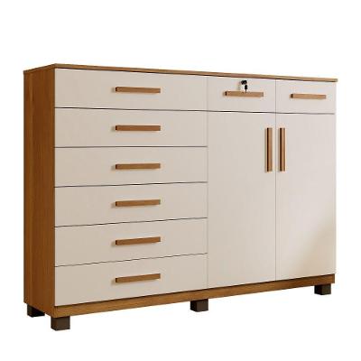 Cômoda New Triunfo 8 Gavetas em MDP com Puxador MDF Off White Cinamomo