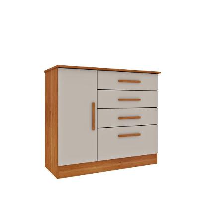Cômoda Chicago 4 Gavetas 1 Portas Tcil Cinamomo-off White