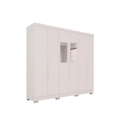 Guarda Roupa Casal 6 Portas Recife Com Espelho Salleto Branco