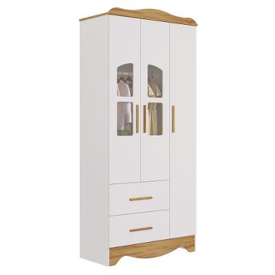 Armário Infatil 3 Portas 2 Gaveta Lisi - Moveis Peroba Amendoa-branco