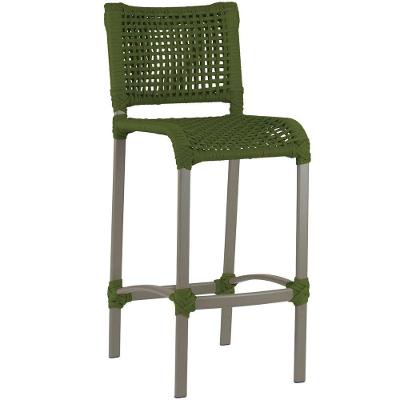 Banqueta Haiti Em Corda Náutica Alumínio Trama Original Verde Musgo