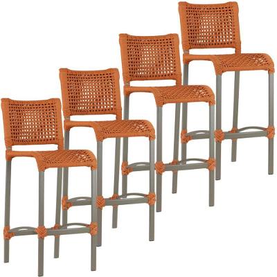 4 Banquetas Haiti Corda Náutica Alumínio Trama Original Terra Cota