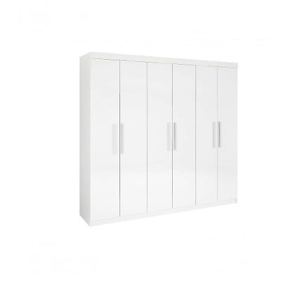 Guarda Roupa Casal 6 Portas Leblon Com Pés D' Doro Branco