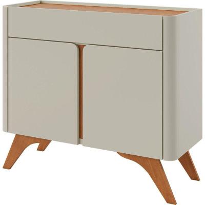 Buffet Aros 2 Portas Pés Madeira Maciça - Mavaular Off White-naturale