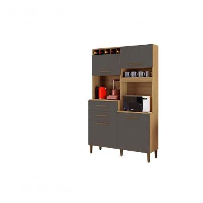 Kit França 4 Portas 2 Gavetas 4 Prateleiras 5 Garrafeiros Arte Moveis Cinamomo-grafite