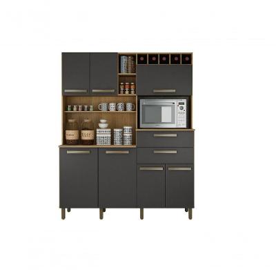 Armario Para Cozinha 7 Portas Monte Rey Valdemoveis Cinamomo-grafite