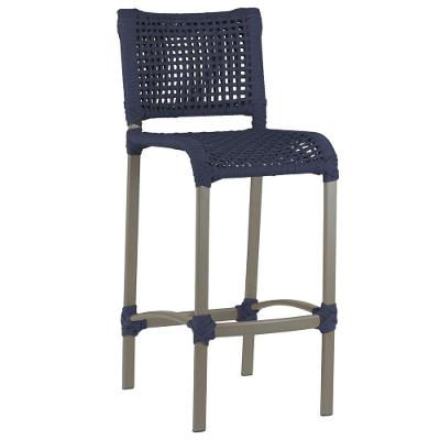 Banqueta Haiti Corda Náutica Alumínio Trama Original Azul Marinho