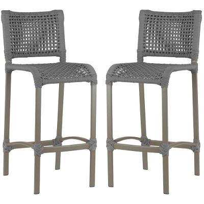 2 Banqueta Haiti Em Corda Náutica Alumínio Trama Original Cinza