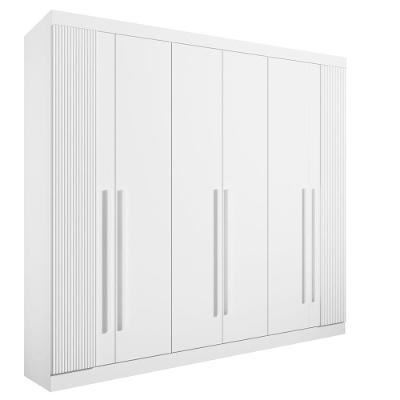 Roupeiro 6 Portas Ripado 6 Gavetas Sem Pés Da Vinci Plus - D' Doro Branco/ripado