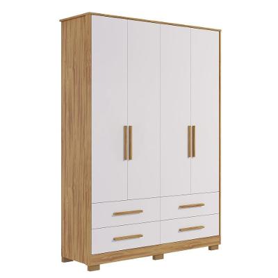Armário Infantil 4 Portas Lisas Charlô - Móveis Peroba Amendoa-branco