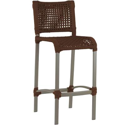 Banqueta Haiti Corda Náutica Alumínio Trama Original Marrom