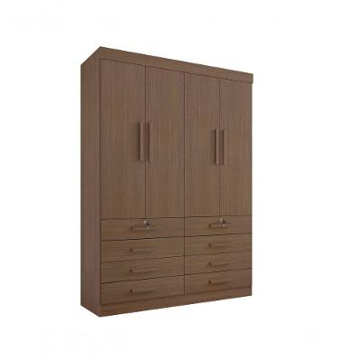 Guarda Roupa Solteiro Mônaco 4 Portas 8 Gavetas Com Pés - D' Doro Castanho