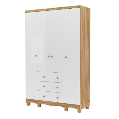 Armário Junior New 4 Portas - Moveis Peroba Branco Brilho-carvalho