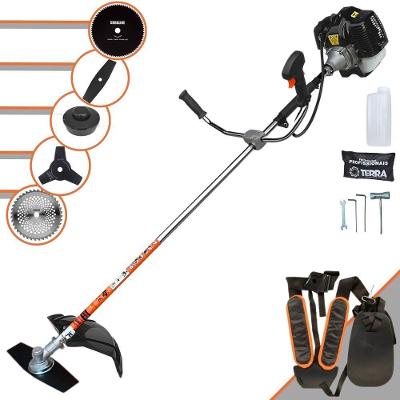 Roçadeira Profissional Terra Grh520 À Gasolina 52cc 2,5hp + Faca 3p Duraline 255mm 2,9mm + Faca 40d Duraline 255mm 2mm
