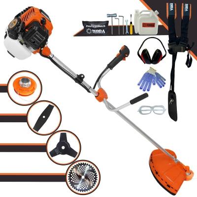 Roçadeira Profissional Lateral Terra Gr520xp À Gasolina 52cc 2t 2,5hp + Faca 2 Pontas Duraline 330mm + Faca 3 Pontas Du