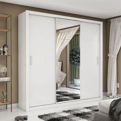 Guarda Roupa Casal Bahia Plus Com Espelho 3 Portas De Correr Carioca Moveis Branco