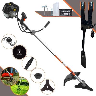 Roçadeira Profissional Lateral Terra Grh430 À Gasolina 43cc 2t 1,7hp + Faca 2 Pontas Duraline 330mm + Faca 80 Dentes Du