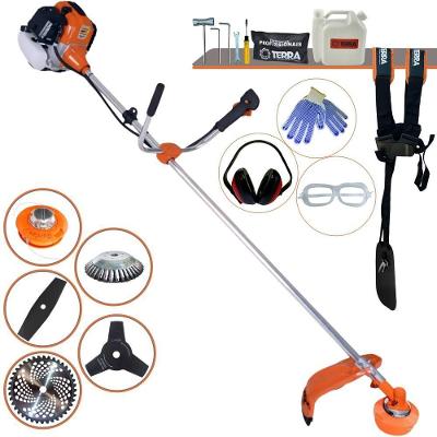 Roçadeira Profissional Lateral Terra Gr520xp À Gasolina 52cc 2t 2,5hp + Faca 2 Pontas 330mm + Faca 3 Pontas 255mm + Esc