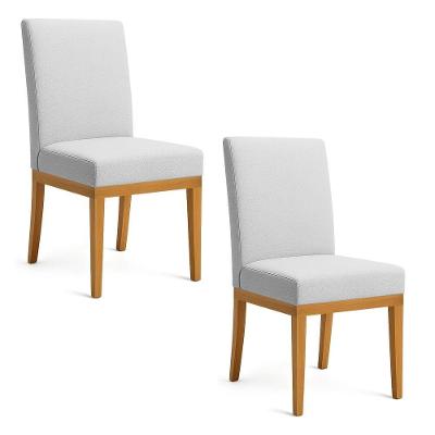 Kit 2 Cadeiras De Jantar Brisa Linho Base De Madeira - Pallazio Cor Cinza
