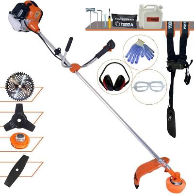 Roçadeira Profissional Lateral Terra Gr520xp À Gasolina 52cc 2t 2,5hp + Faca 2 Pontas Duraline 330mm + Faca 3 Pontas Du