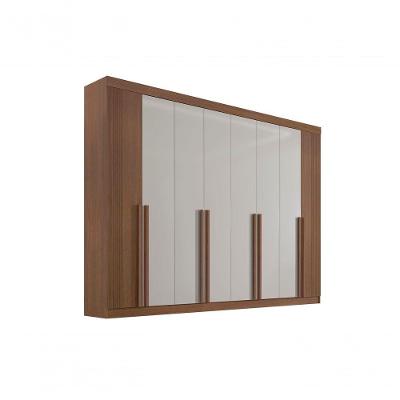 Guarda Roupa Casal 8 Portas Ripado 8 Gavetas Sem Pés Daymont - D' Doro Castanho/off White/ripado