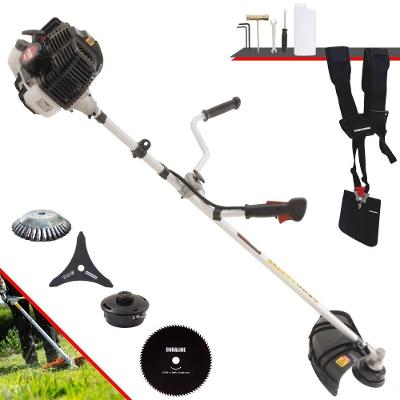 Roçadeira Profissional Lateral Kawashima Kw52le À Gasolina 52c 2,5hp 2t + Faca 80 Dentes Duraline 255mm + Escova Rotati