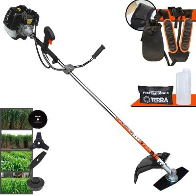 Roçadeira Profissional Lateral Terra Grh520 À Gasolina 52cc 2t 2,5hp + Faca 3 Pontas Duraline 255mm 2,9mm + Faca 80 Den