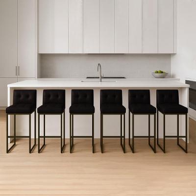 Banqueta Cozinha Alta Com Encosto Industrial Kit 6 Preto Lirina Pu C05 - D'rossi Cor Preto