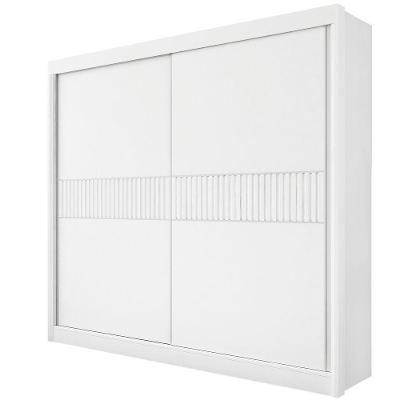 Guarda Roupa Casal Cancun Ripado 2 Portas 6 Gavetas Sem Pés - D' Doro Branco/ripado