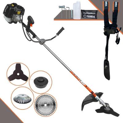 Roçadeira Profissional Lateral Terra Grh430 À Gasolina 43cc 1,7hp + Faca 40 Dentes Duraline 255mm 2mm + Escova Rotativa